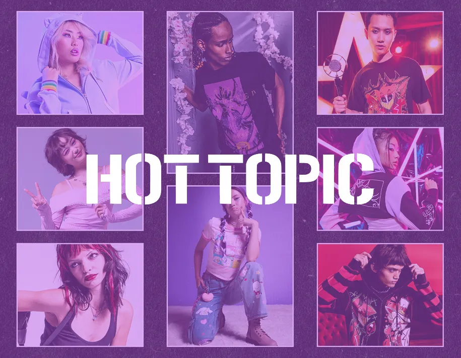 Hot Topic branded title card for the case study with the Hot Topic logo
