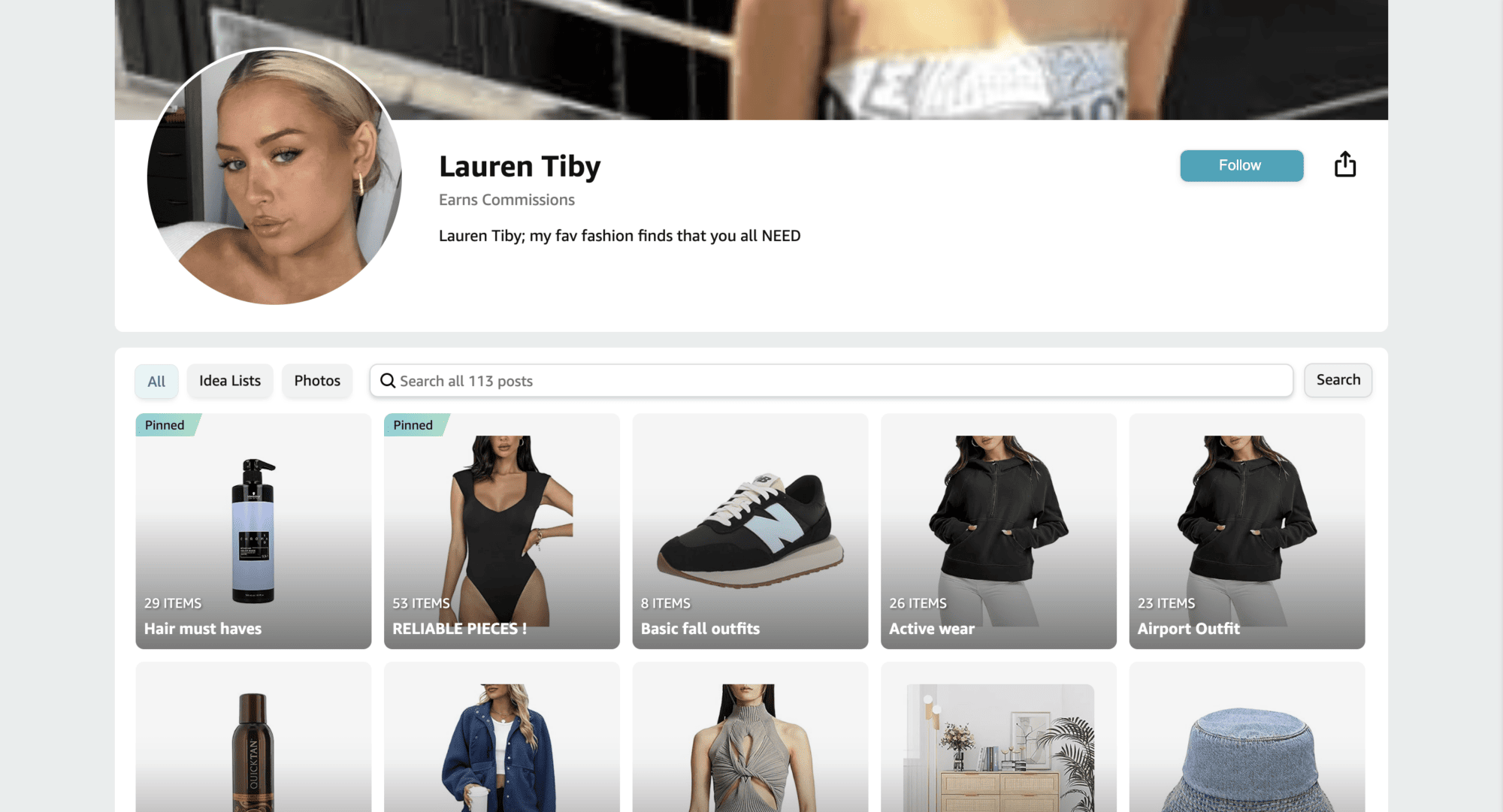 Amazon Influencer Lauren Tiby shares hair must haves, active wear, etc. on her personal storefront