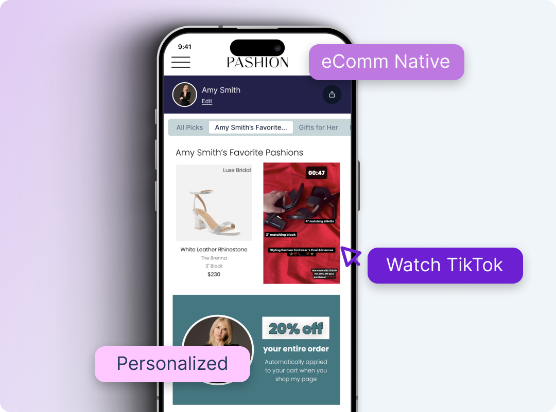 Influencer Storefronts are made for revenue focused influencer marketing. because they are eComm native, personalized, and automatically pulling in UGC