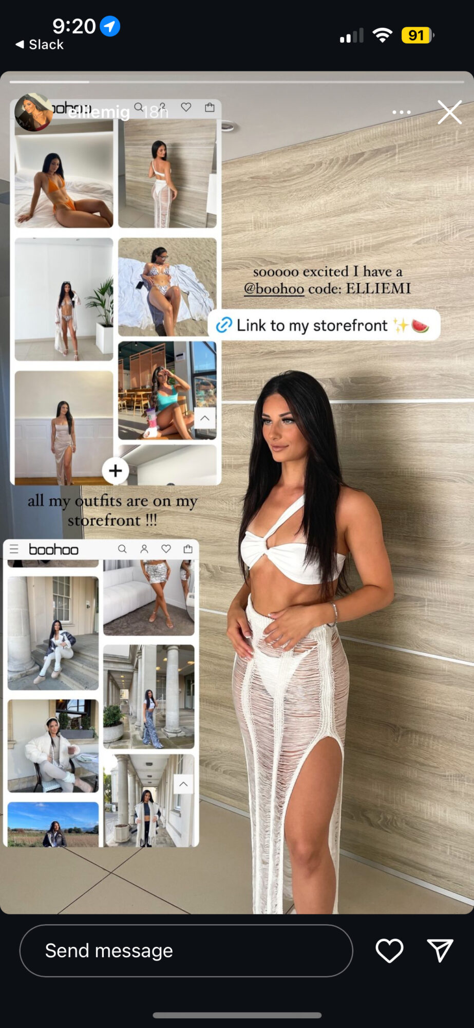 ellemig promoting her influencer storefront on instagram