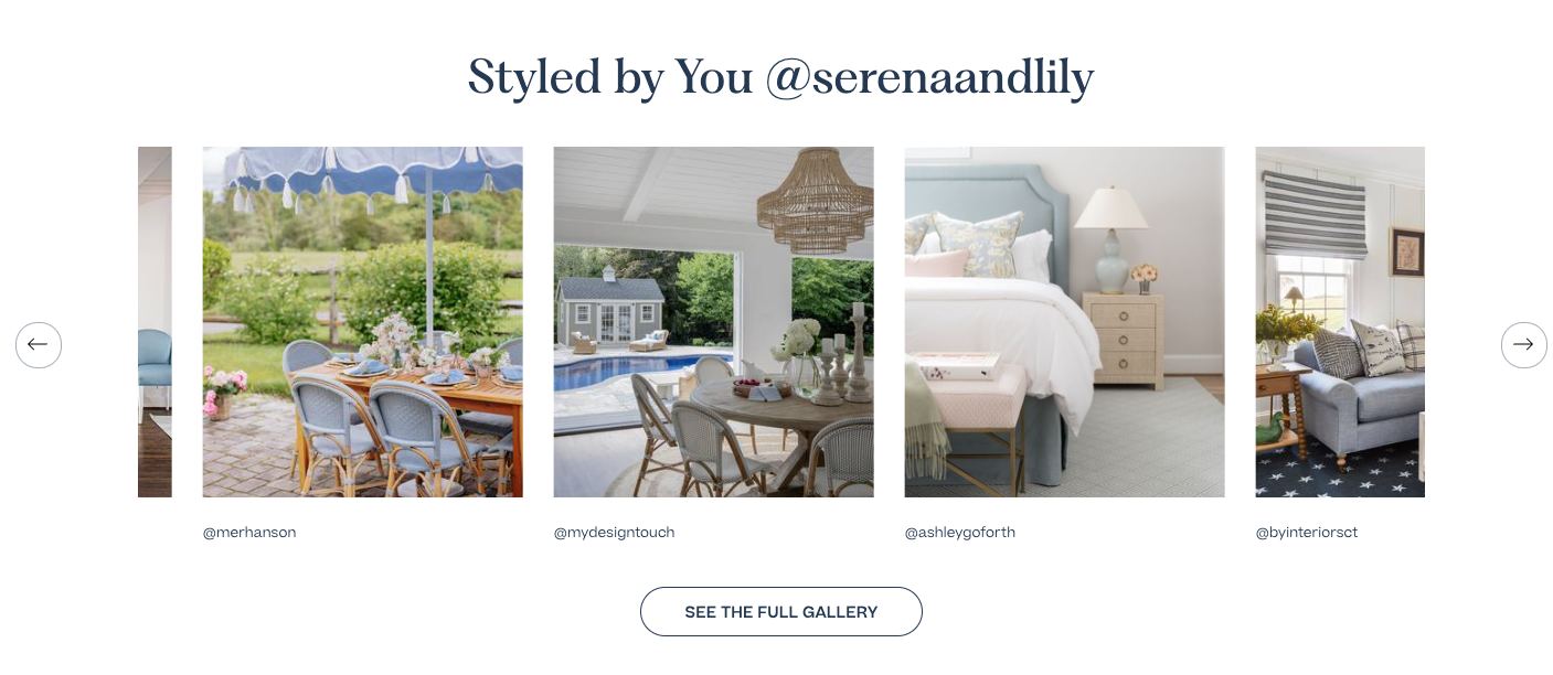 Furniture brand Serena & Lily implements shoppable UGC on its homepage