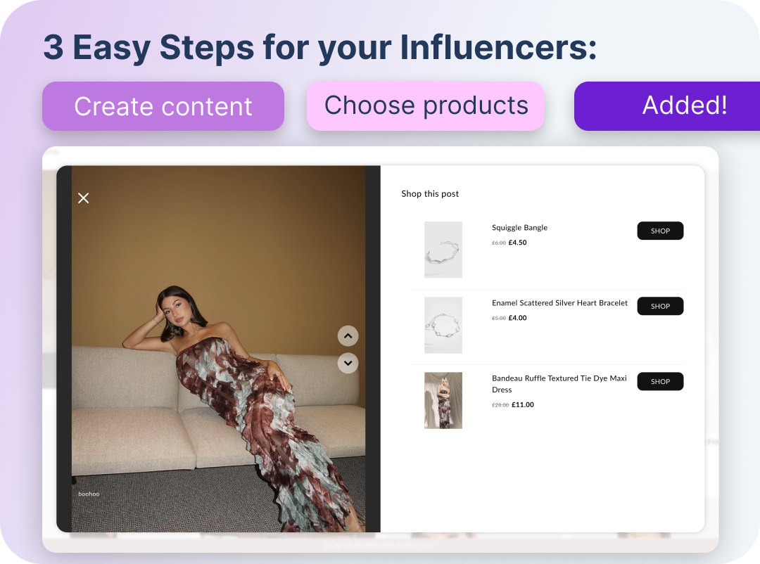 Creators can create shoppable UGC for influencer whitelisting purposes in 3 easy steps