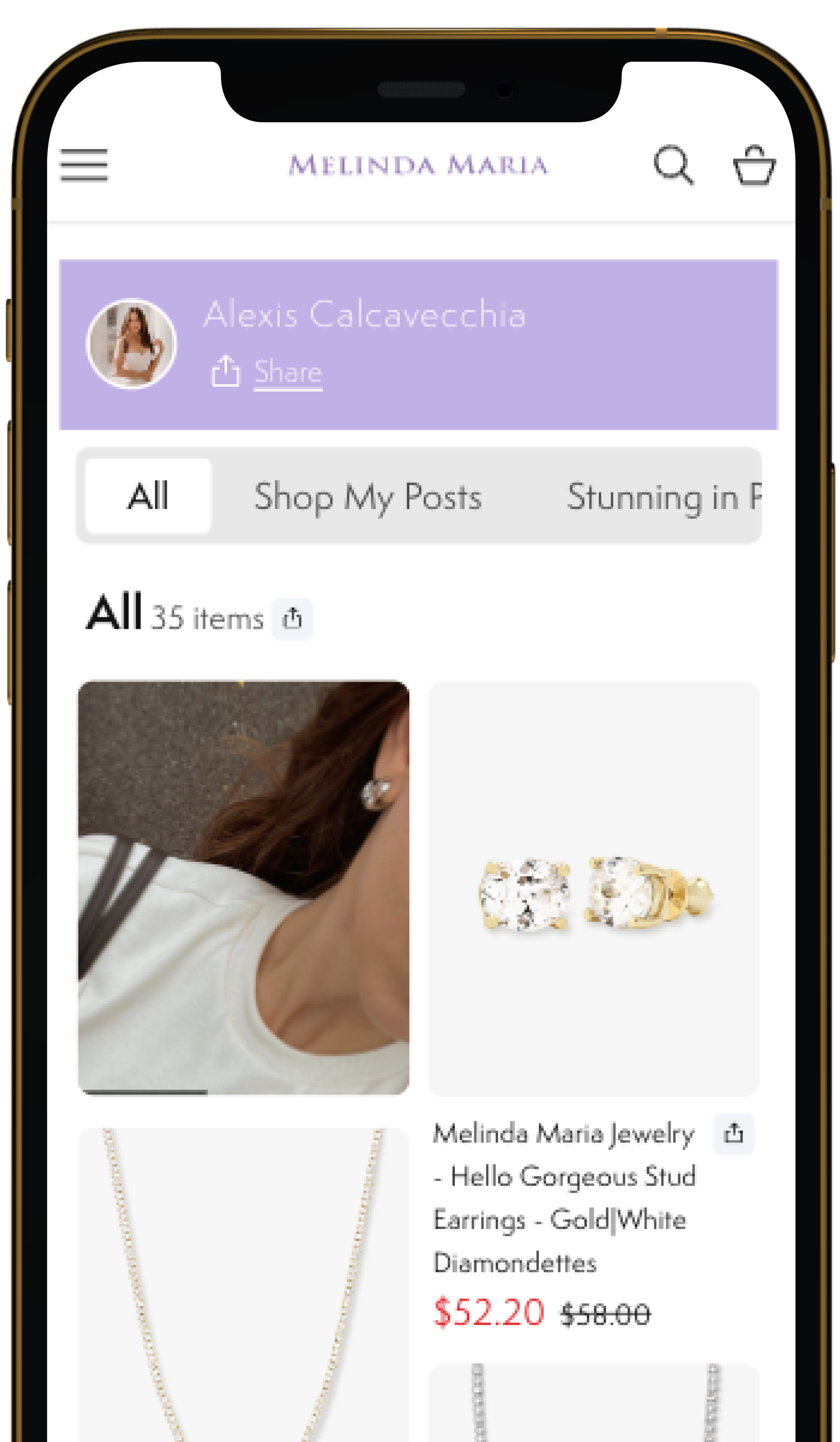 Melinda Maria Creator Storefront with Shoppable UGC and Collections