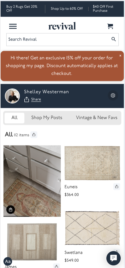 LoudCrowd Storefront on Revival Rugs website