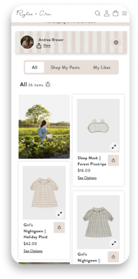 Rylee + Cru storefront screenshot