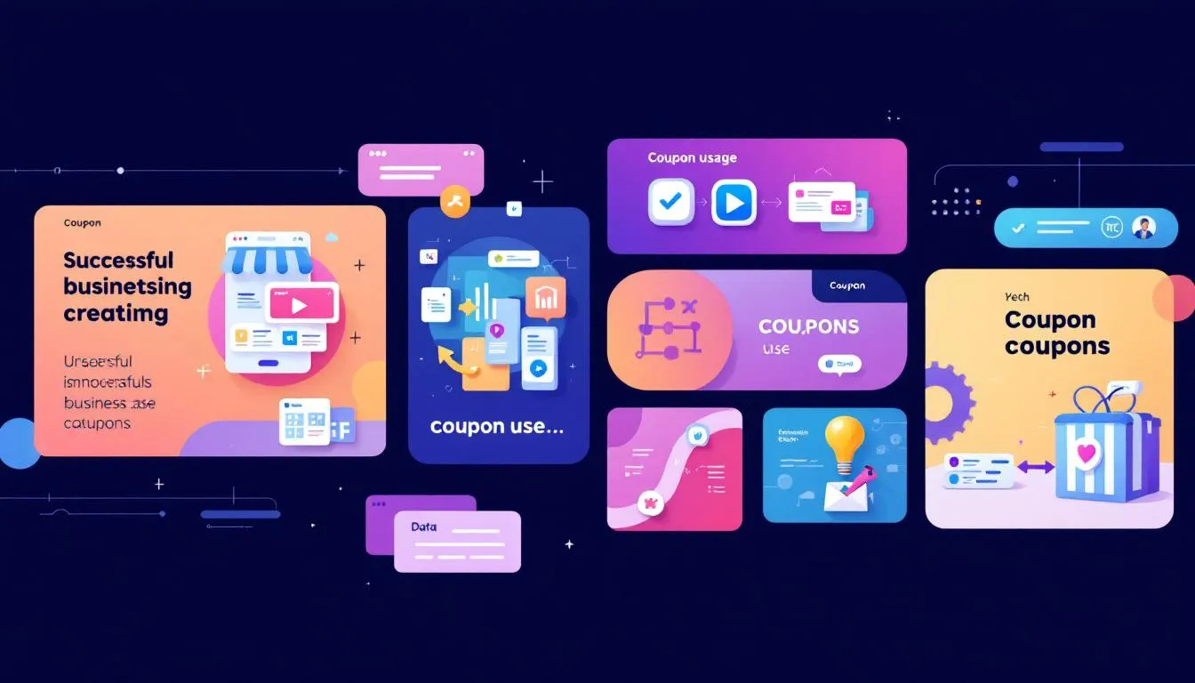 A collage of successful business case studies related to coupon usage.